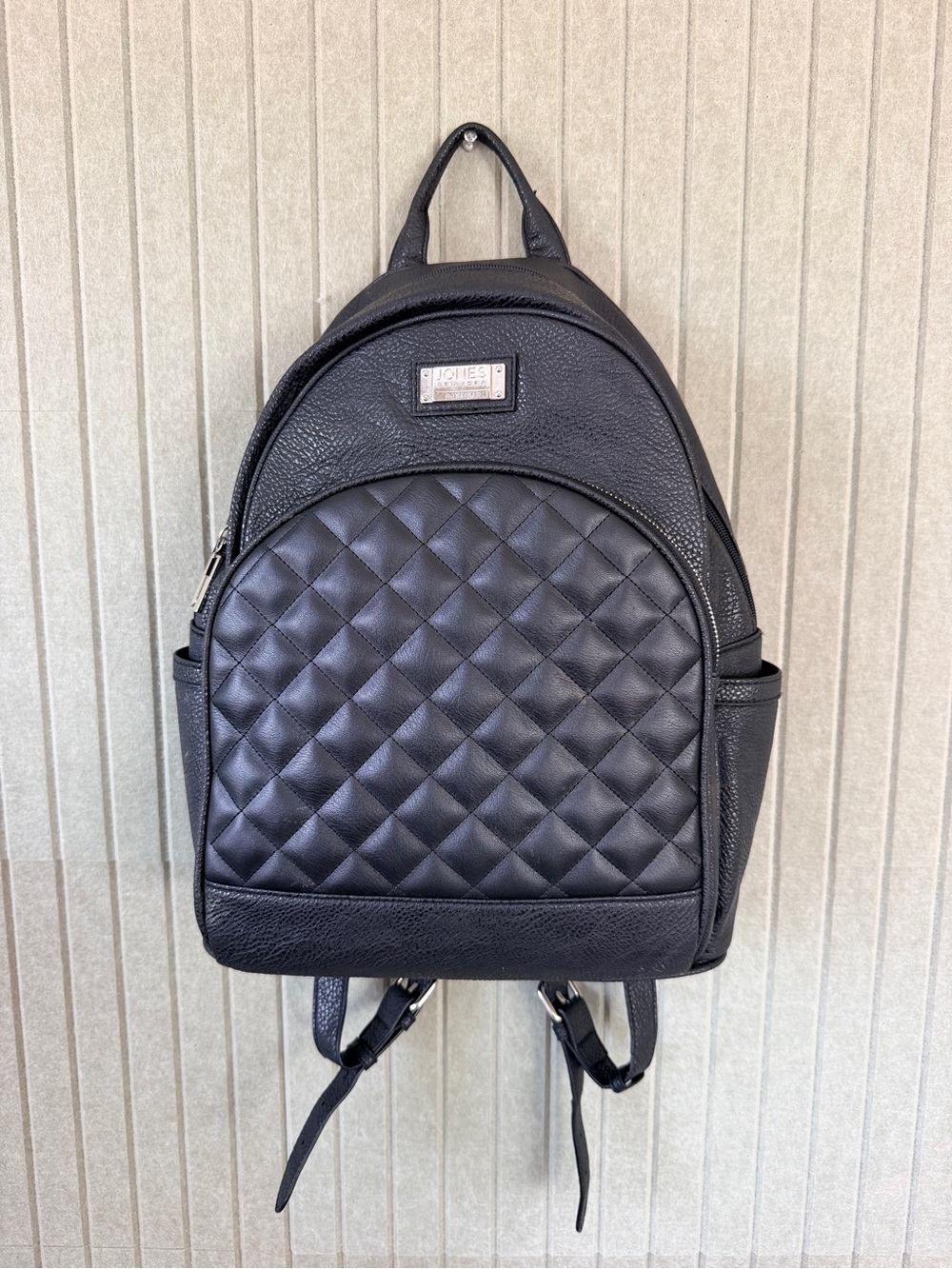 Jones New York Black Quilted Leather Backpack